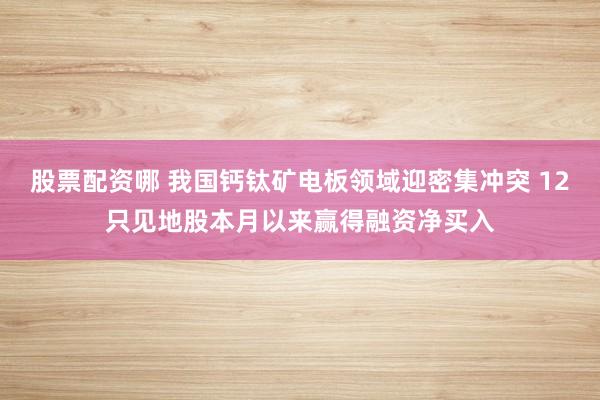 股票配资哪 我国钙钛矿电板领域迎密集冲突 12只见地股本月以来赢得融资净买入